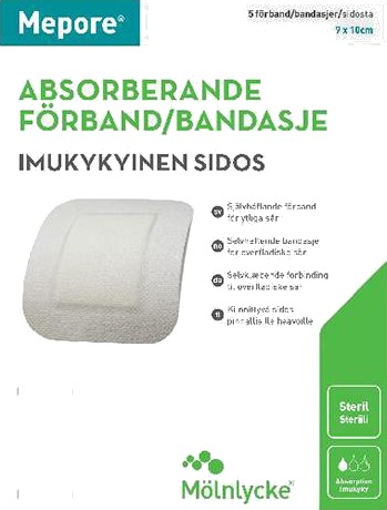 Mepore selvheftende bandasje 9x10cm 5 stk