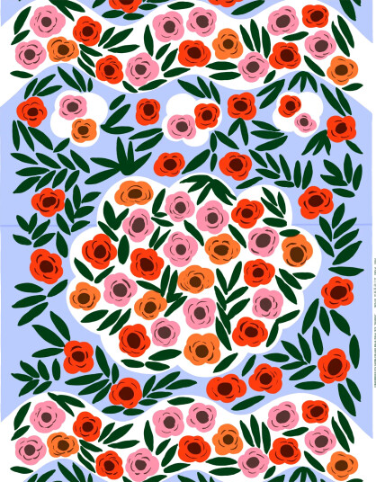 Marimekko Ruukku stoff Blå multi