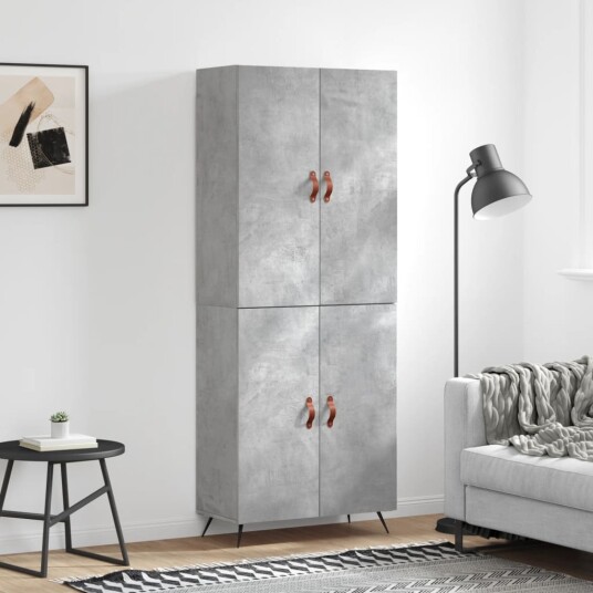 vidaXL Highboard betong grå 69,5x34x180 cm konstruert tre 8720845409043