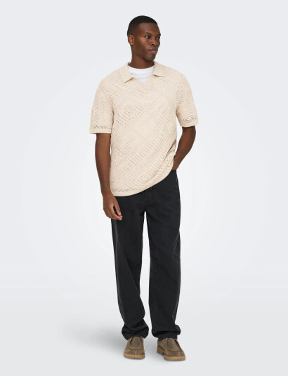 ONLY & SONS Onskolmar Life Reg 5 Ss Resort Knit Cream S