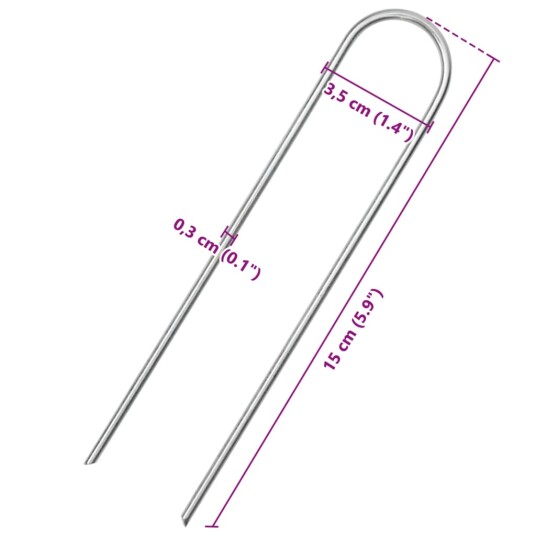 Jordplugger U-formet 25 stk 15x3,5 cm galvanisert stål Jordplugger U-formet 25 stk 15x3,5 cm galvanisert stål