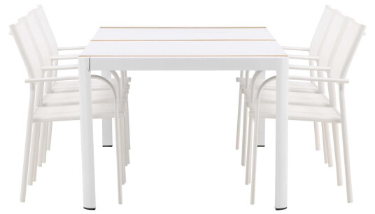 Venture Design Togo & Santorini spisegruppe Natur/hvit 6 stoler & bord 200x100 cm Natur Venture Design Togo & Santorini spisegruppe Natur/hvit 6 stoler & bord 200x100 cm Natur
