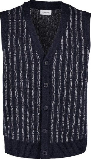 Lindbergh Jacquard Knitted Slipover Cardigan Navy S