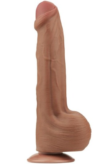 Lovetoy Sliding Skin Dual Layer Dildo Brown 29 cm