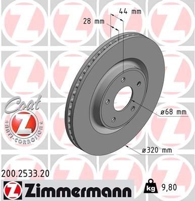 Bremseskive ZIMMERMANN 200.2533.20