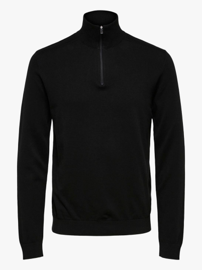 Selected Homme Selected Homme Berg Half Zip Cardigan Sort S Selected Homme Selected Homme Berg Half Zip Cardigan Sort S