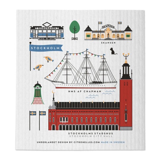 Citronelles Stockholm City oppvaskklut 20x18 cm multi
