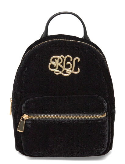 Lauren Ralph Lauren Velvet Mini Stevie Crossbody Backpack   Black   ONE SIZE