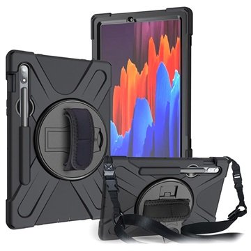 Samsung Galaxy Tab S7/S8 Heavy Duty 360 Deksel med Håndrem Svart