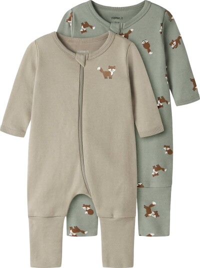 Name It Nbmnightsuit 2P Zip Ff Fox Noos Khaki green 50