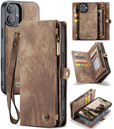 CaseMe Vintage 2-i-1 (iPhone 16) Brun