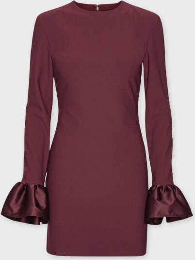 ROTATE Frill Sleeved Mini Dress   Burgundy   34