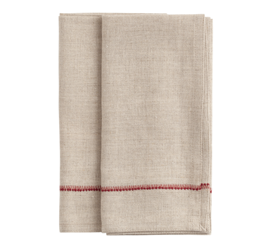 Red linserviette brodert 2 pk 50x50 cm rød