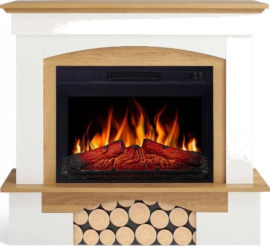 Artiflame Woodley Elektrisk Peis - Hvit/Naturlig Eik Omramming (ELP-40-163-AF23S)