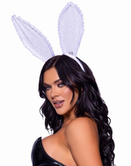 Bøybar Volanger Trimmet Bunny Ører Hvit Hårbøyle
