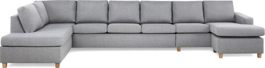 Crazy 6 seters Venstrevendt U formet XX Large Sofa med Divan og Sjeselong i Stoff Grå