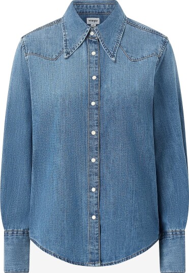 Wrangler Skjorte Drama Collar Shirt Classic Fade Blå