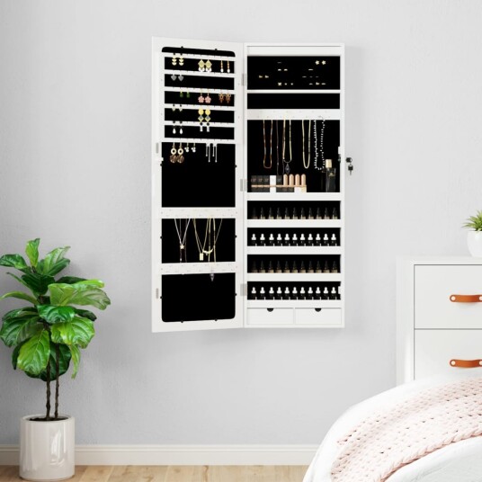Speilskap med LED lys veggmontert hvit Speilskap med LED lys veggmontert hvit
