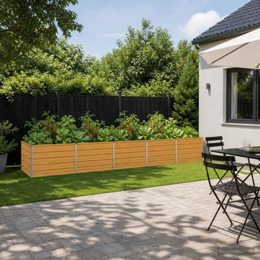 vidaXL Hevet Hagebed Naturlig 400 x 80 x 55 cm kaldvalset stål