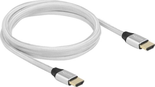 Delock Ultra High Speed Hdmi Kabel Hdmi Hann Til Hdmi Hann 2 M Trippel Beskyttelse Sølv Gullglimtkontakter 8 K 60 Hz 7680 X 4320 Støtte