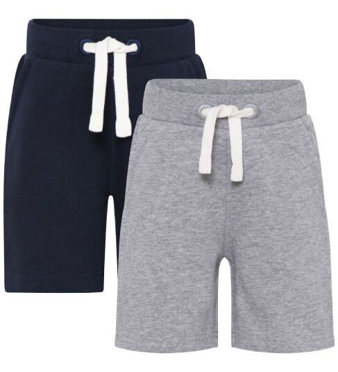 Minymo Shorts 2 pack Grey Melange/Navy 11 år 146 Shorts Blå Grå