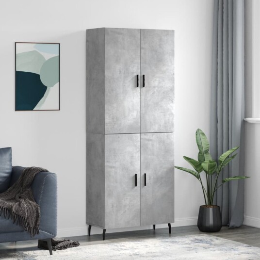 vidaXL Highboard betong grå 69,5x34x180 cm konstruert tre 8720845409449