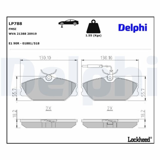 Bremseklosser sett DELPHI LP788