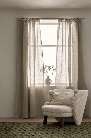 Ellos Home Gardin med multibånd Kara 2 pk Beige