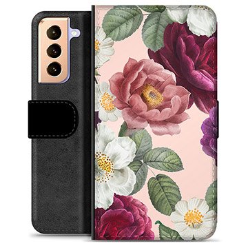 Samsung Galaxy S21+ 5G Premium Lommebok-deksel Romantiske Blomster
