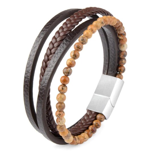 Naturstein perler armbånd 18.5 Picture stone style Naturstein perler armbånd 18.5 Picture stone style