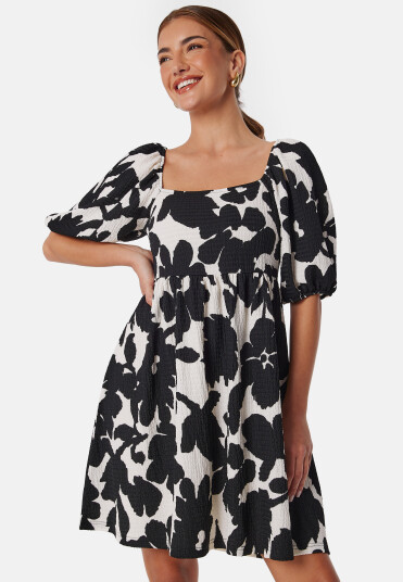 BUBBLEROOM Puff Sleeve Short Dress Patterned XS