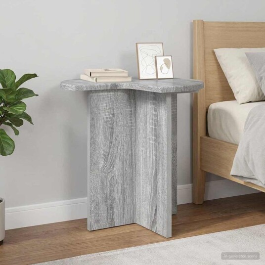 vidaXL Sidetabell med lagring Grå sonoma Ø 39 x 38 cm Konstruert tre