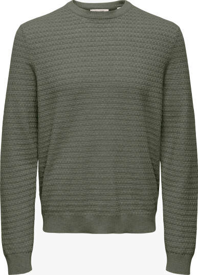 Only & Sons Loui Long Sleeve Structure Crew Regular Grå L Only & Sons Loui Long Sleeve Structure Crew Regular Grå L