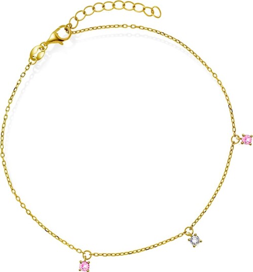 Pan Jewelry Ankelkjede 925 forgylt sølv med zirkonia 25 cm