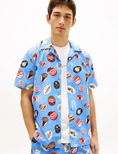 Tommy Jeans Tjm Reg Aop Camp Shirt Ext Blue S