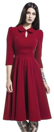 H&R London   Rockabilly Middellang kjole   Glamorøs fløyelskjole   XS til 6XL   Damer   rød