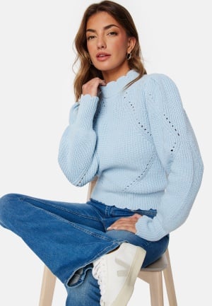 Pieces Pcfiola LS High Neck Knit Angel Falls XL
