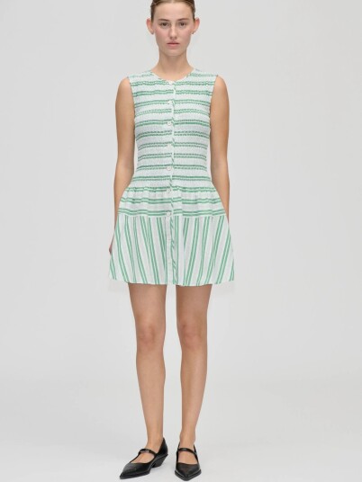 STINE GOYA 2367 Smocked Cotton Sleeveless Smo   Green   L