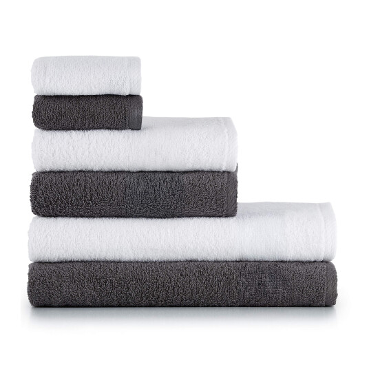 Heihus Fluffy Mix Håndklepakke Premium Hvit / Mørk grå 6-pakning 2XL+2L+2M
