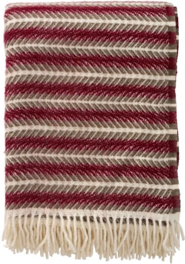 Klippan Yllefabrik Oscar ullpledd 130x200 cm Multi burgundy