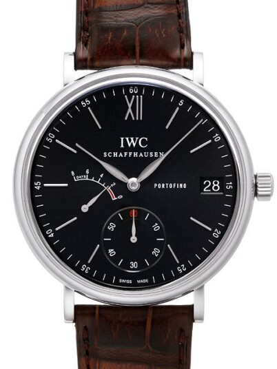 IWC Herreklokke IW510102 Portofino Hand Wound 8 Days Grå/Lær Ø45 mm