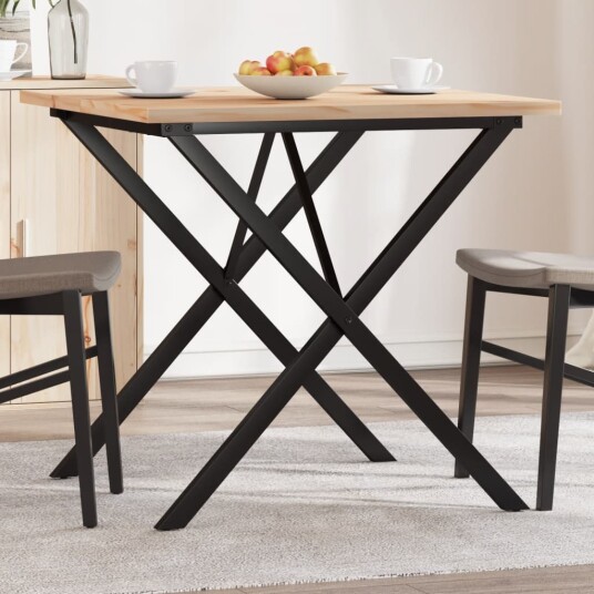 Spisebord X-ramme 80x80x75,5 cm heltre furu og støpejern 3282761