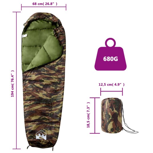 vidaXL Sovepose for voksne camping 3 sesonger