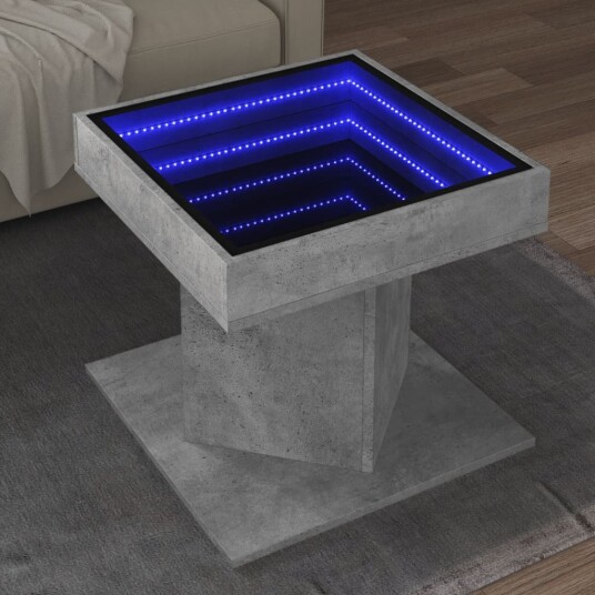  Salongbord med LED betonggrå 50x50x45 cm konstruert tre 847563