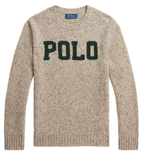Ralph Lauren Polo Genser Ull Brunmelert m. Mørkegrønn Polo 8 år 128 Genser