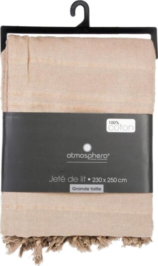 Atmosphera Bomullsfilt/Pledd I Sjelv Farger Med Frynser 230X250 Cm Til Sofa