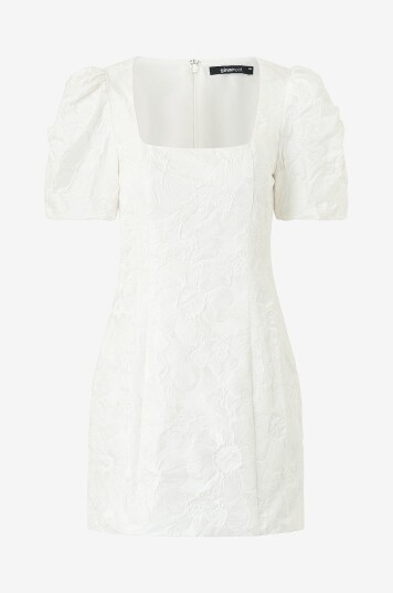 Gina Tricot Kjole Brocade Puffsleeve Mini Dress Hvit Gina Tricot Kjole Brocade Puffsleeve Mini Dress Hvit