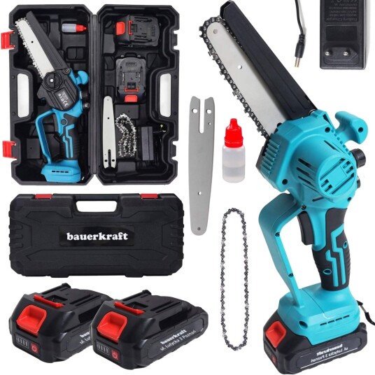 Longwell Industrial Ltd Batteridrevet motorsag, mini håndholdt sag, børsteløs motor, 21V + koffert