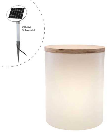 8 Seasons Shining Drum LED Bord med Lys/Solcelle 48x37cm Hvit