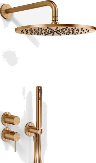 Semplice SBR901 S07 Rain Deluxe Ø30 Vegg PVD Børstet Kobber Dusjsett